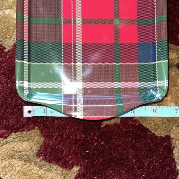 Tommy Bahama 2 Red Green Tartan Plaid Melamine Serving Platters Trays NWT - Picture 11 of 11